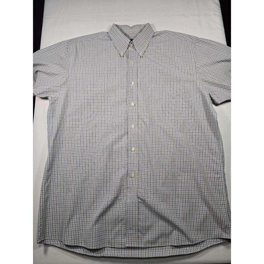 Jos. A. Bank Travelers Check Shirt Large Short Sleeve Old Money Men's‎